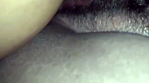 My whore taking cock milk deep in her throat and hairy pussy with choking and dripping cum