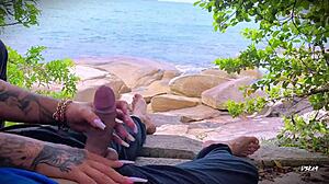 Unexpected Ejaculation Surprise At The Beach During Outdoor Amateur Session