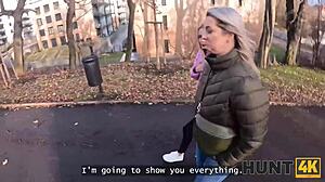 Lesbian explores sensual pleasures by fucking her new rich landlord in outdoor Czech pickup scene. Girlfriend watches in cuckold excitement.