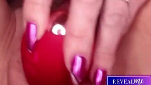 horny milf reveals her wet hairy pussy for intense vibrator play and cum show