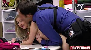 Teen hides stolen goods in backpack and gets fucked hard POV