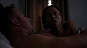 Petite hairy teen teases with deepthroat blowjob and rough doggystyle fucking in taboo interracial scene