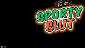 Amazing Round Ass On Skinny Legs And Puffiest Pussy Lips In That One-Piece Swimsuit During Bathing Workout