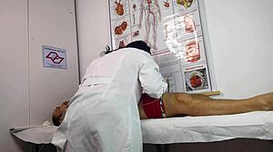 Patient gets aroused right in front of the sexy nurse during checkup