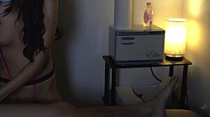 Unscripted Massage Parlor Features Oiled Handjob with Ripped Clothes