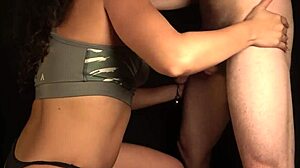 Colombian girlfriend punishes boyfriend by licking his balls and deepthroating cock until he cums in her mouth