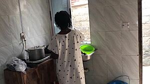 Oh, come on, let's do this kitchen freestyle sex with the sexy ebony house maid and her big black ass. She's all curvy and ready for some fat bbw action right there on the counter.