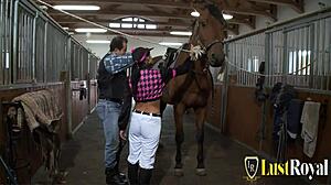 Do you want to see this stable boy pounding a sexy brunette babe hard from behind?