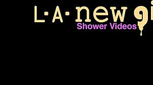 Gorgeous teen 18+ blonde took a shower before lesbian massage with petite milf in pov interview on sofa