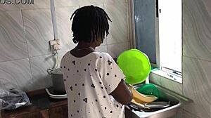 Oh, come on, let's do this kitchen freestyle sex with the sexy ebony house maid and her big black ass. She's all curvy and ready for some fat bbw action right there on the counter.