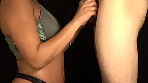 Colombian girlfriend punishes boyfriend by licking his balls and deepthroating cock until he cums in her mouth