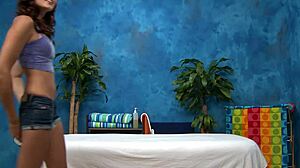 Innocent 18 year old teen gets oiled up for massage but ends up fucked hard doggystyle by old guy