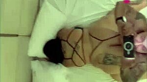 Safada gives tasty blowjob then gets fucked hard without condom by couple with big natural tits piercing tattoo