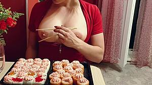 i went on a date with my stepmom who has a fat ass and shaved pussy she showed up without panties her naked tits are incredibly beautiful