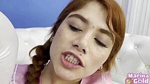 marina gold gets anal from bbc cock in role play with deepthroat blowjob wet pussy fingering and dirty talk 😈