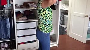 i catch my stepmother getting dressed, fondle her big tits and ass, then watch her masturbate wildly