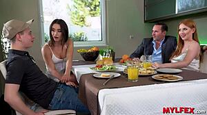 Mylfex - Naughty Family Milfs Made An Orgy In The Living Room With Riding And Cowgirl Roles