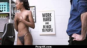 Isla Biza Caught Stealing in Shop, Officer Punishes with Doggystyle and Missionary in Office!