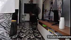 big orgasm my big ass wifey teasing me while watching tv?