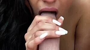 I love how this big tits babe gives me the best blowjob with rimjob ball sucking and cum in mouth during casting