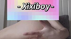 I feel so aroused as slim gay teen twink fingers and fucks his tight asshole hard with big monster cock machine