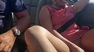 Squirting Hot Blonde Feels Overwhelmed Dildo Fucking Herself In Convertible On Highway