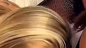 Busty milf teams up with perfect teen model for a mobile pov double blowjob backstage.