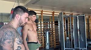 ohh sharing my girlfriend andrea lux at the gym with my brother we do double penetration on her first time