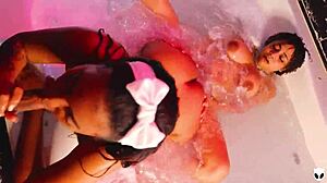 jacuzzi session hints at steamy ffm fun with ebony and khalessi 69 in big ass threesome with sucking and tribbing