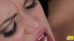 two lesbians lick pussies and reach orgasms using big dildos together