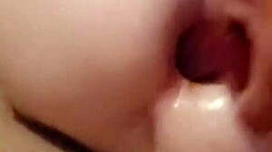 After Parting She Experiences Double Penetration with Huge Insertions Spreading Wet Pussy and Narrow Ass Gaping Wide