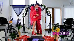 Busty teen bride in lingerie licks pussy and proposes taboo wedding rituals