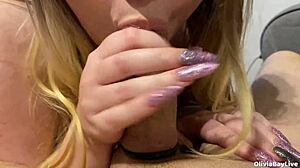 Big Natural Tits Blonde Jerks Off Huge Dick with Bouncing Boobs in Handjob Action