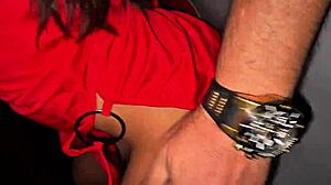 Brunette wife enjoys group fetish fun with husband at hot bar and inner swing house