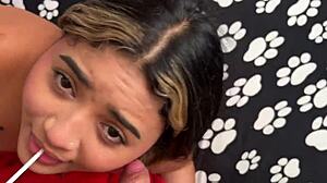 Her curiosity made her so daring with that big cock cumshot on her cute face