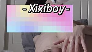 I feel so aroused as slim gay teen twink fingers and fucks his tight asshole hard with big monster cock machine