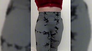 Stepmom milf intensely cleans house bouncing her huge ass in tight yoga pants