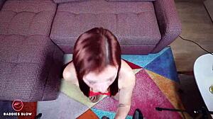 Baddies give blowjob to Alice Prince in first interracial scene