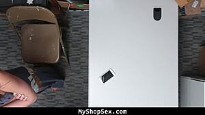 Hey shoplifting teen, ready for ass fuck punishment with tight pussy riding in office domination scene?