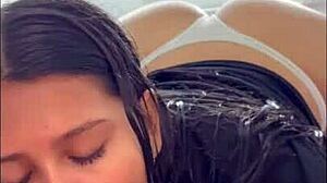 Big ass latina rides big cock in pov. She takes creampie while showing off her tits and ass.