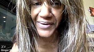 Sucking demonstration by ginger moisther in lay down comedy with bouncing tits.