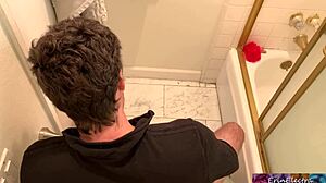 Stepmom erin electra helps stepson cum with naked tits masturbation and creampie in bathroom taboo