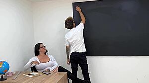 Spoiled Colombian teacher gets rough fucked and creampied in classroom quickie