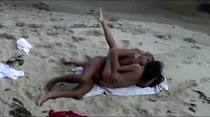 Horny amateur girlfriend cheats on boyfriend with friend for public beach sex