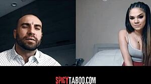 horny stepdaughter has naughty video call with stepdad showing teen reality webcam masturbation and taboo uncle fantasies