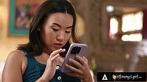 Mommys girl mischievous Kimmy Kimm learns tennis to lick stepmom Romi Rain