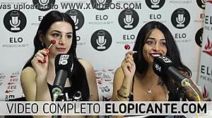 Bisexual Lesbians Kiss And Play With Lollipop