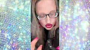 Sissy Bimbo In Glasses Follows Jerk Off Instructions With Strapon And Cum Fantasy