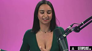 Hailey Rose with huge natural tits masturbates solo in close-up. she fingers her pussy to orgasm in this full casting scene