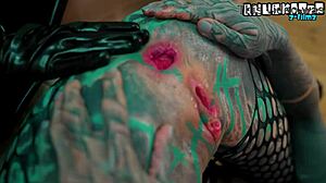 Goth lesbians in latex skirts dive into anal fisting and squirting with wild gaping action